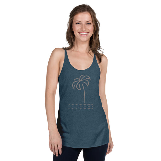 Palm Tree & Waves Women's Racerback Tank