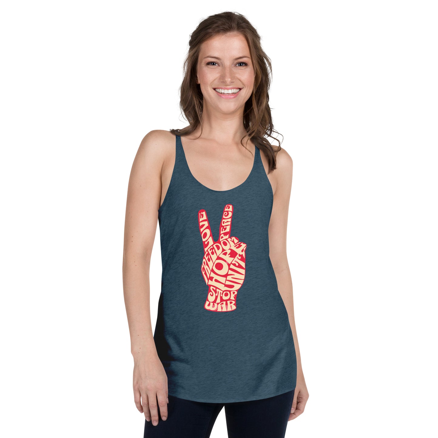 Peace Sign Hand Women's Racerback Tank