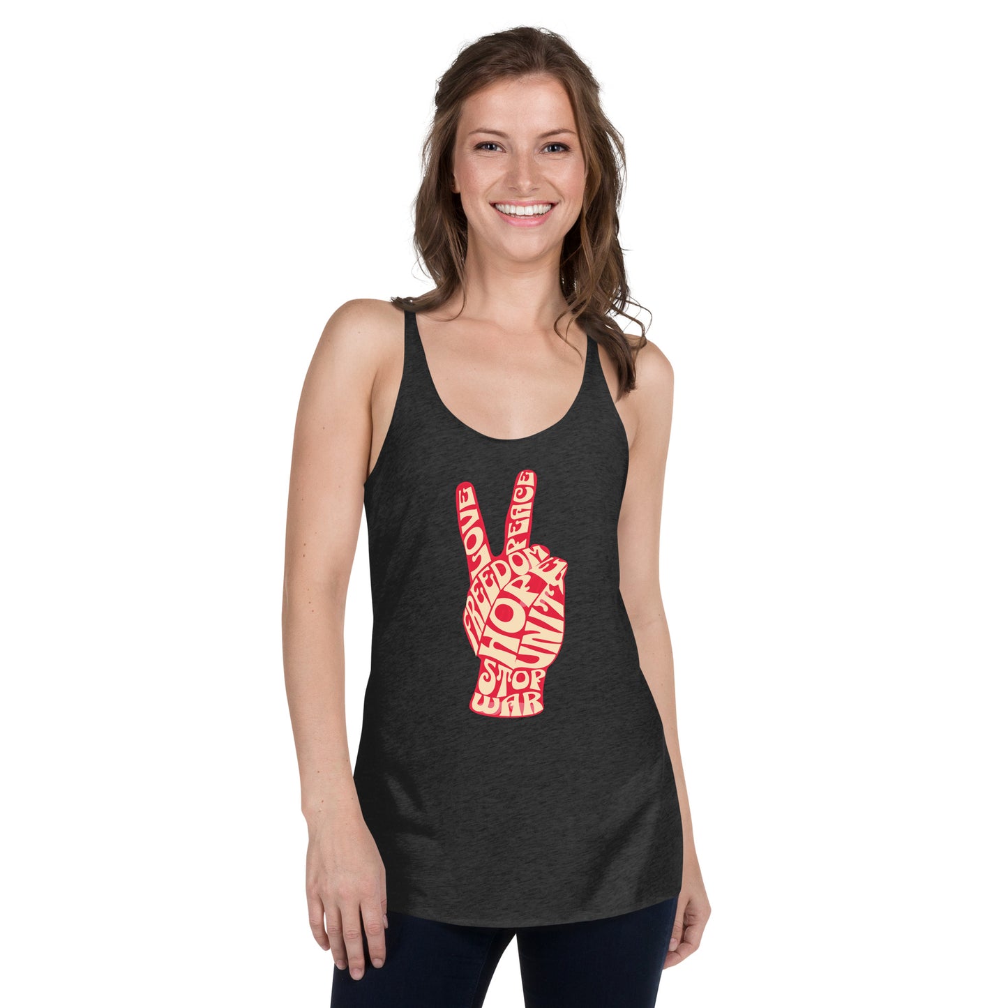 Peace Sign Hand Women's Racerback Tank