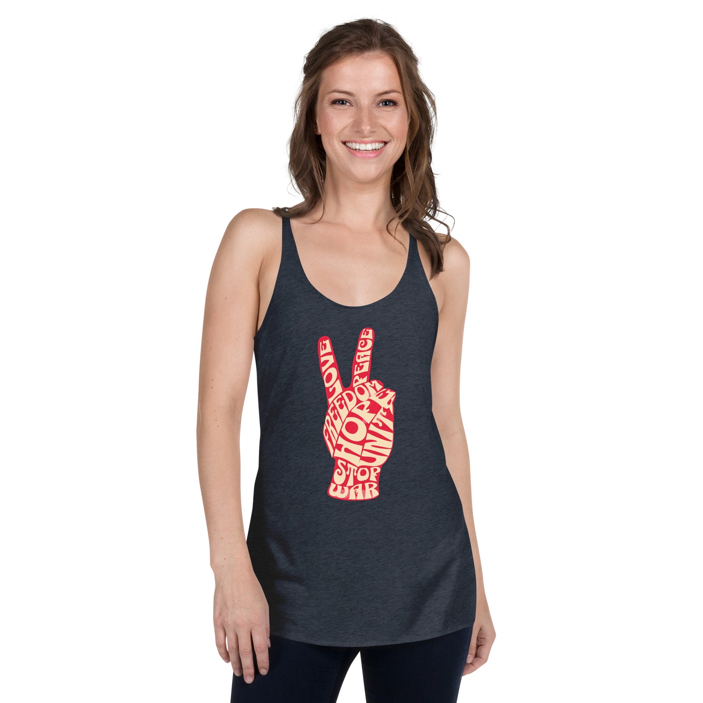 Peace Sign Hand Women's Racerback Tank